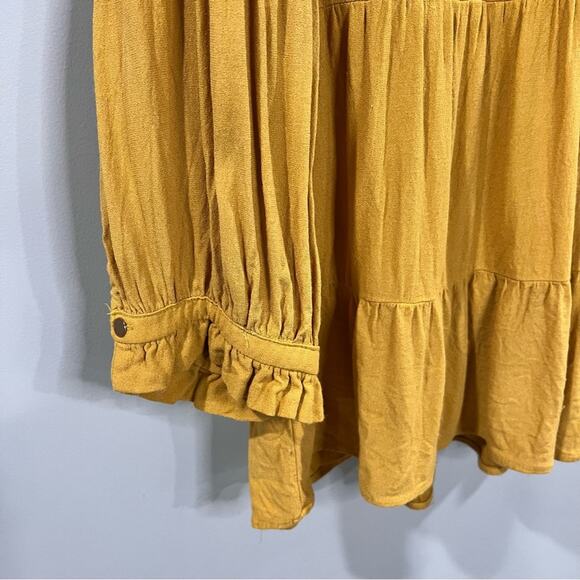 Maeve by Anthropology mustard yellow top with tie neck - Picture 5 of 7